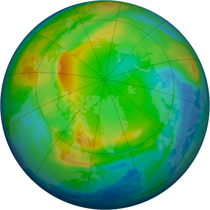Arctic ozone map for 18 January 1993